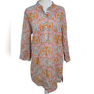 J. MCLAUGHLIN Pastel Floral Paisley Cotton Tunic Dress. Size Large